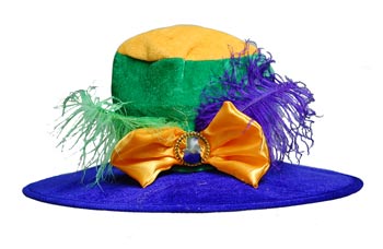 Mardi Gras Hat with Feather & Bow  