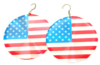 65mm Disc USA Flag Earrings