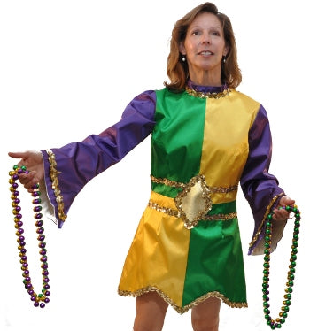 Purple, Green, and Gold Satin Ladies Costume