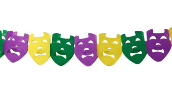 Purple, Green, and Gold Comedy Tragedy Tissue Garland