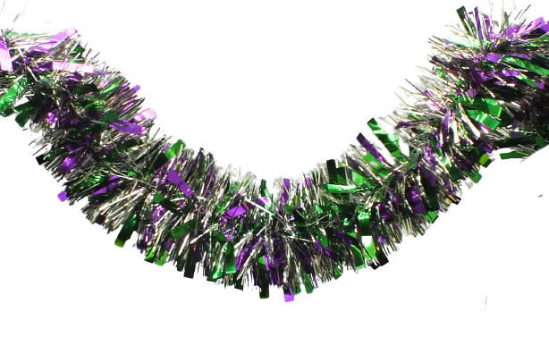 3" X 9' Foil Garland Purple, Green and Gold