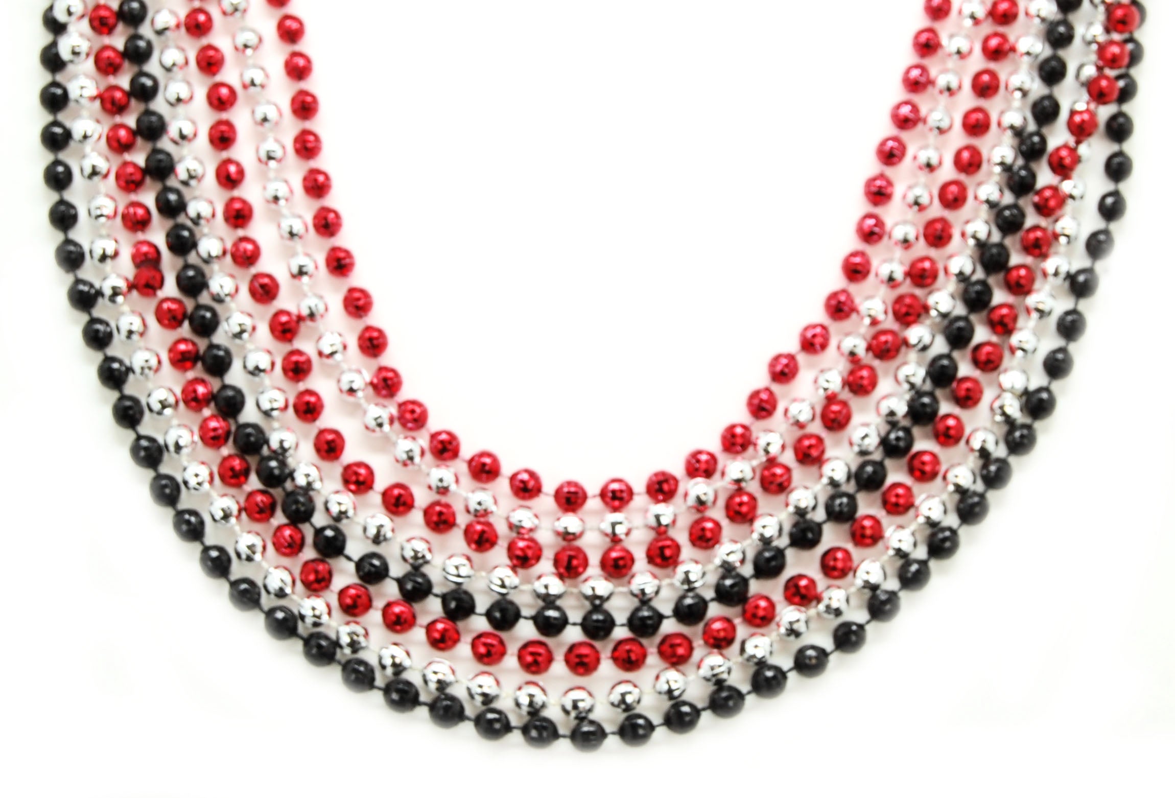 33" 7mm Global Beads Red, Black, and Silver