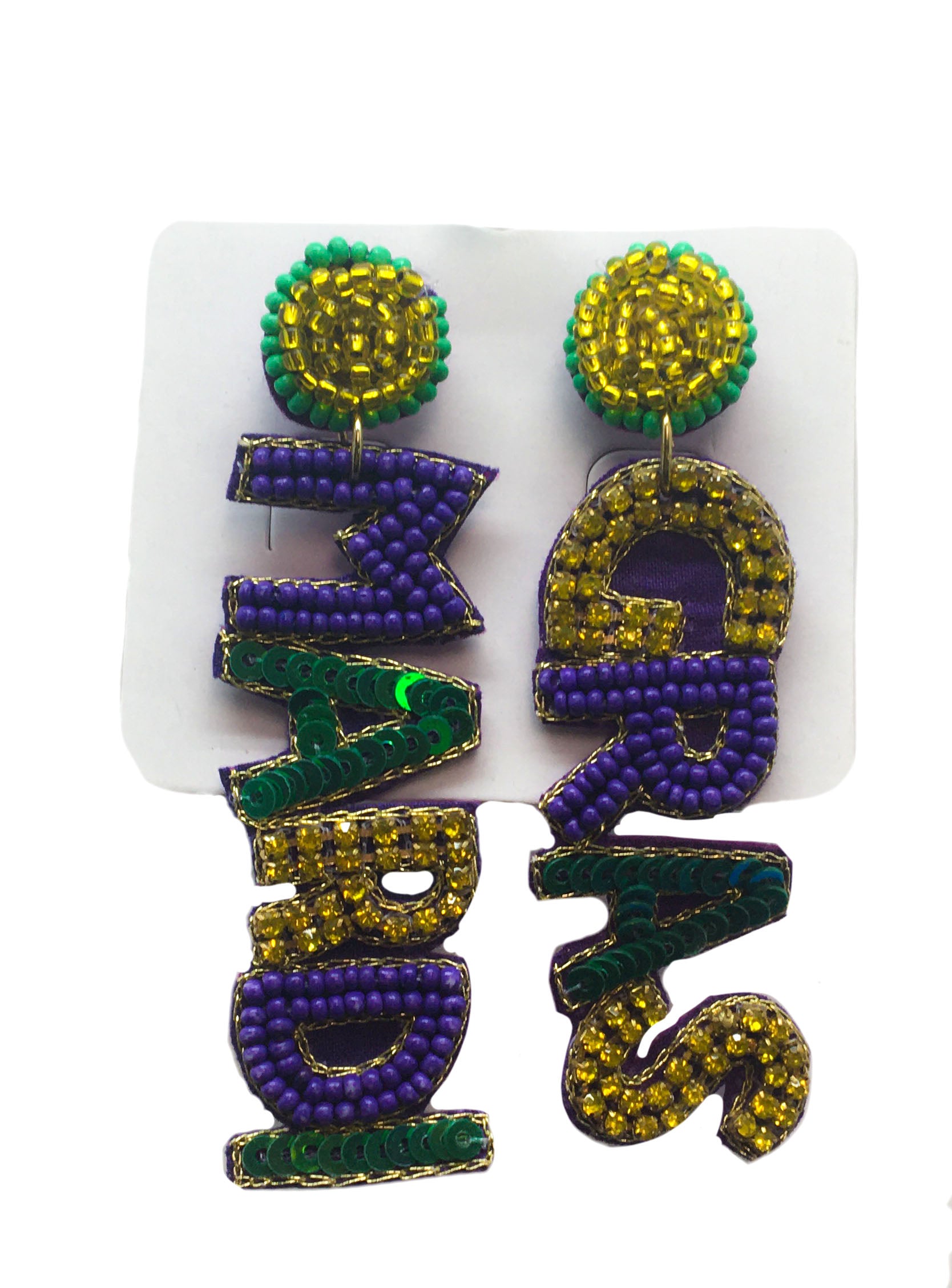 "Mardi Gras" Beaded Earrings