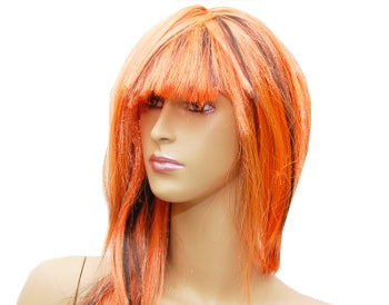 Long Orange and Black Wig