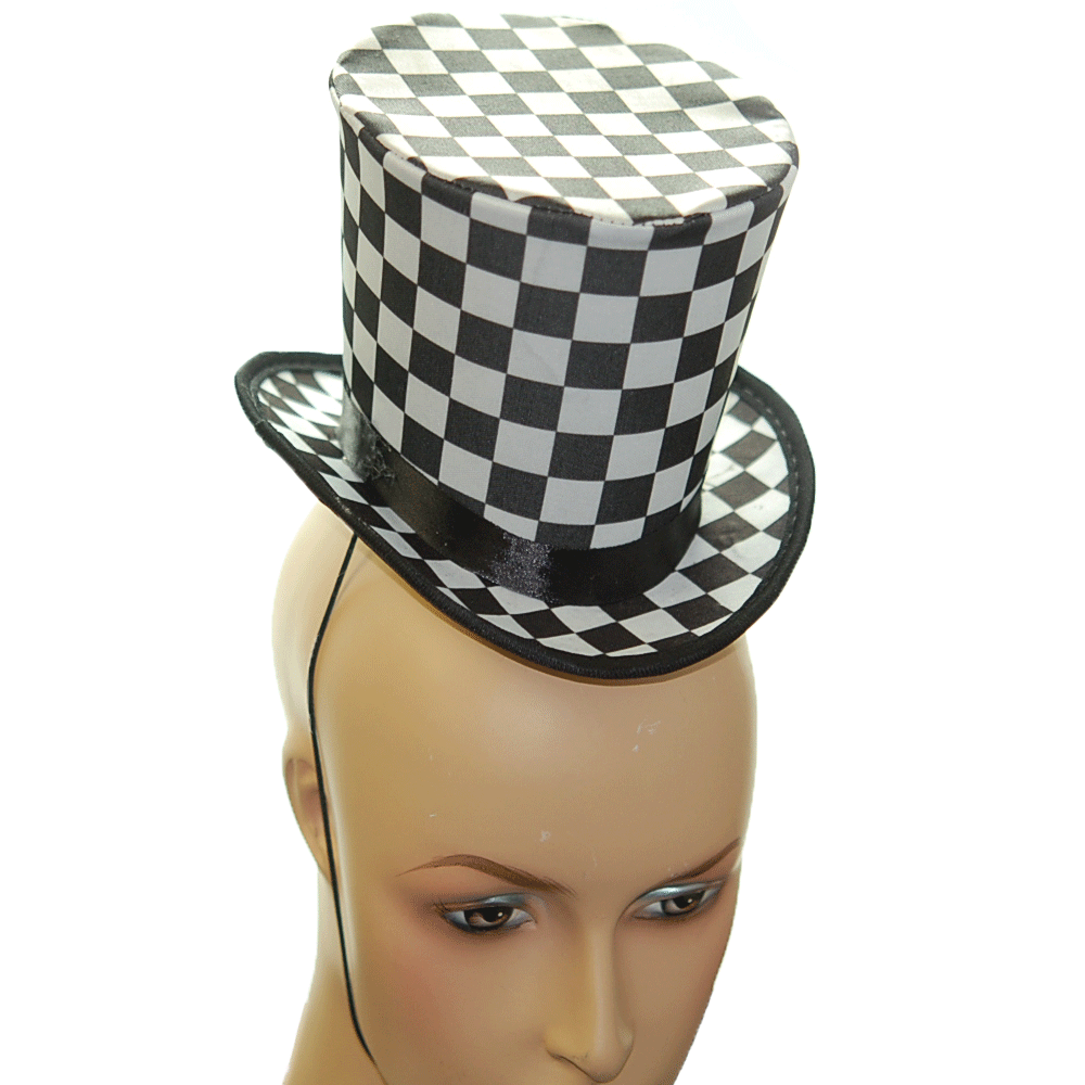 Black and White Checkered Top Hat