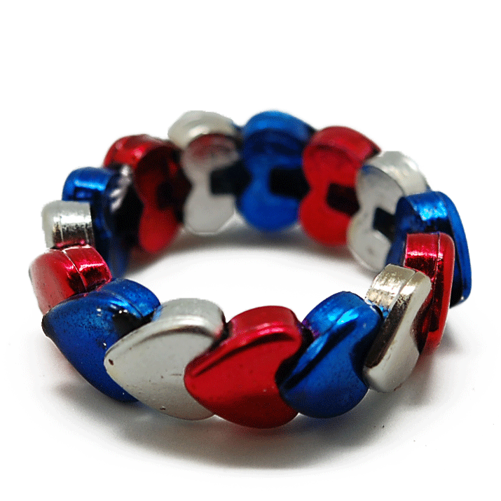 Red, Blue and Silver Heart Bracelet