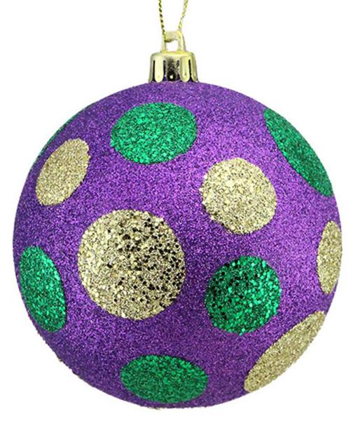 4" PGG Polka Dot Glitter Ball Ornament