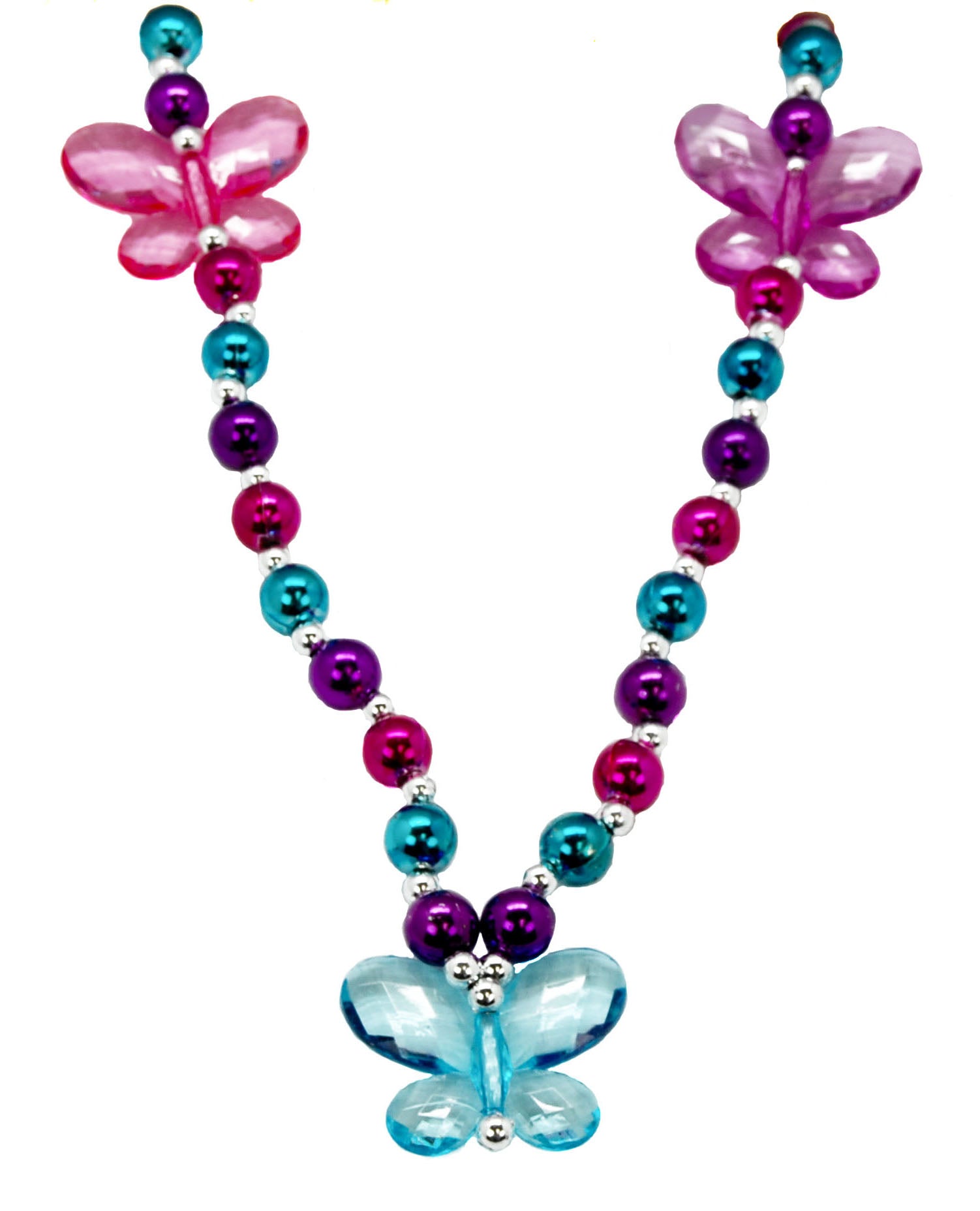 38" Purple, Pink and Blue Beads with Butterflies
