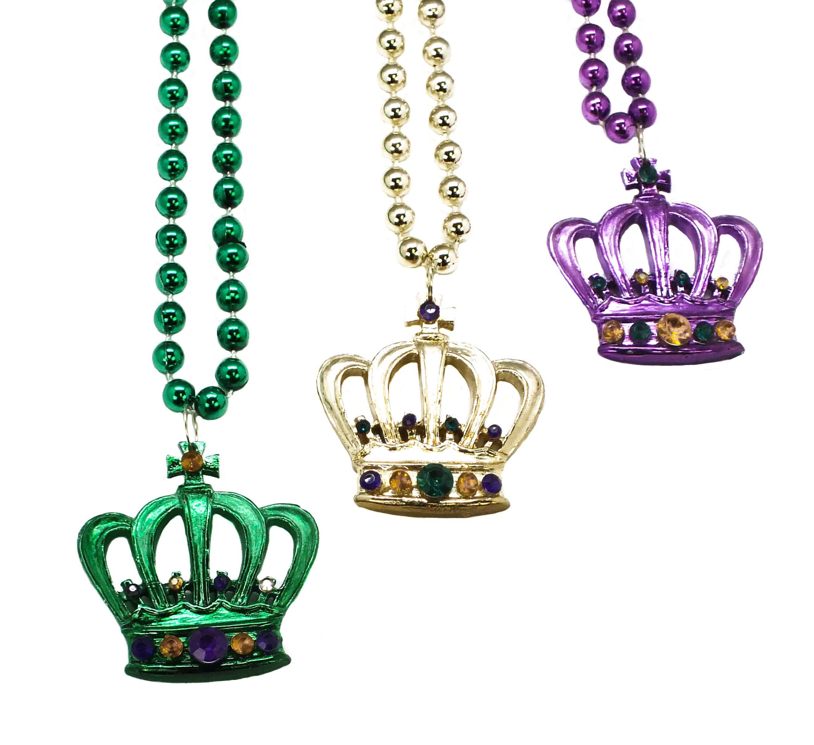 33" Crown Bead Purple, Green and Gold