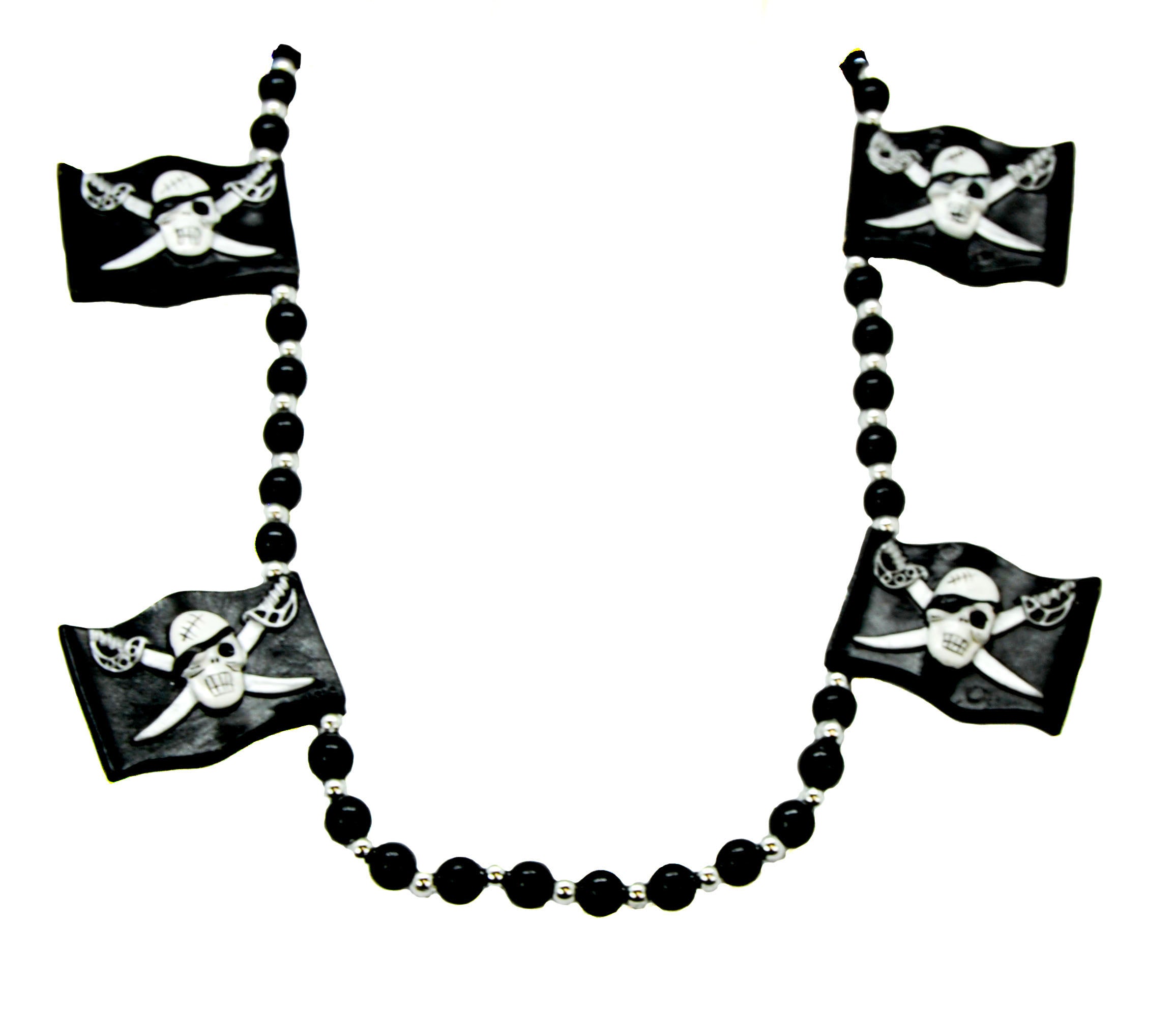 42" Pirate Flags with Black and Silver Beads