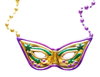 36" Purple, Green, and Gold Bead with Mask