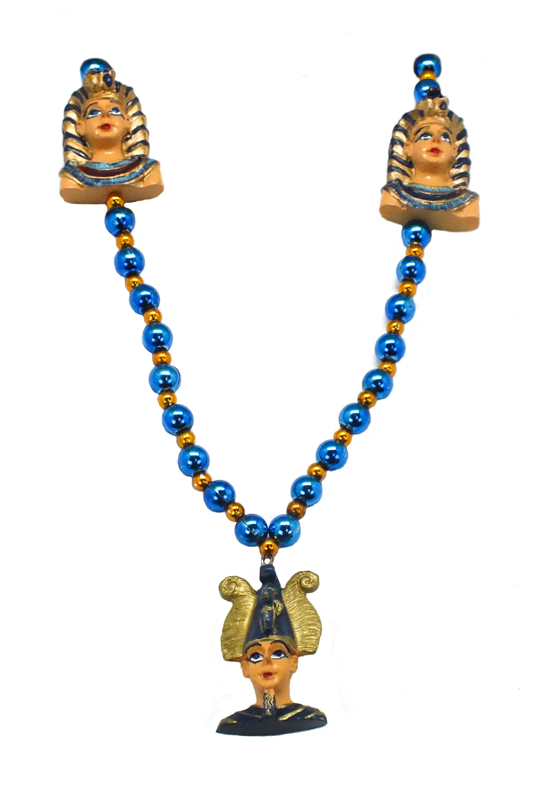 42" Pharaoh Heads with Blue and Gold Beads