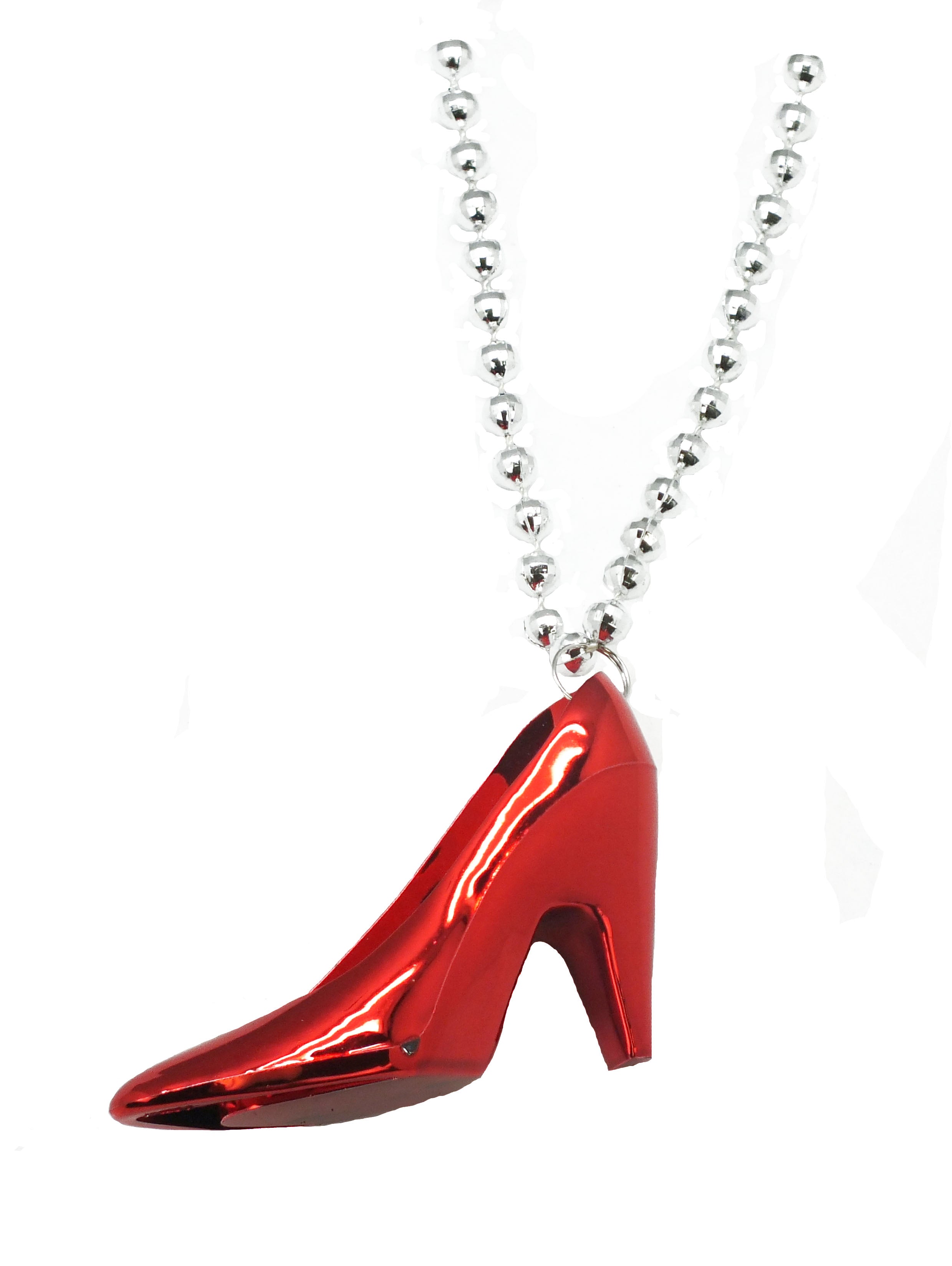 33" Silver Bead with Red High Heel