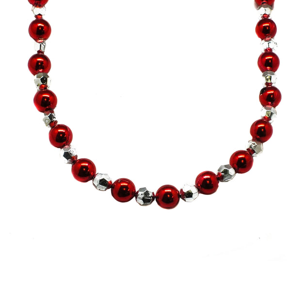 12mm Red and Silver Round Beads