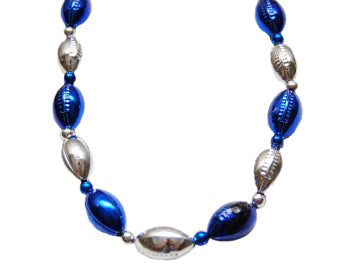 36" Blue and Silver Football Beads