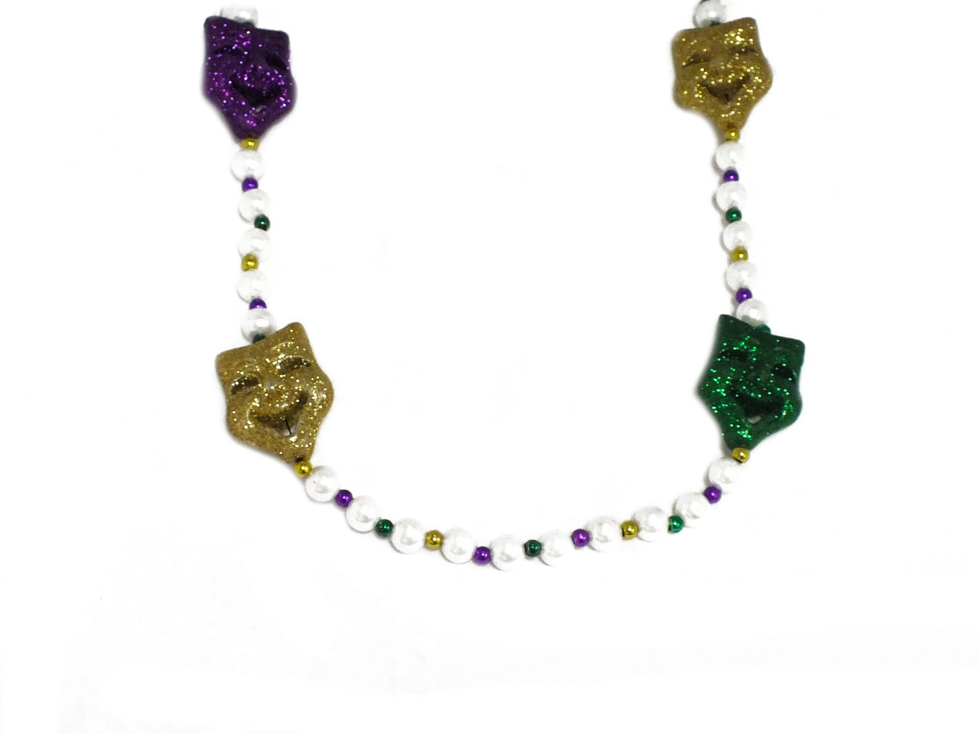 Purple Green and Gold Comedy & Tragedy Mask Bead 