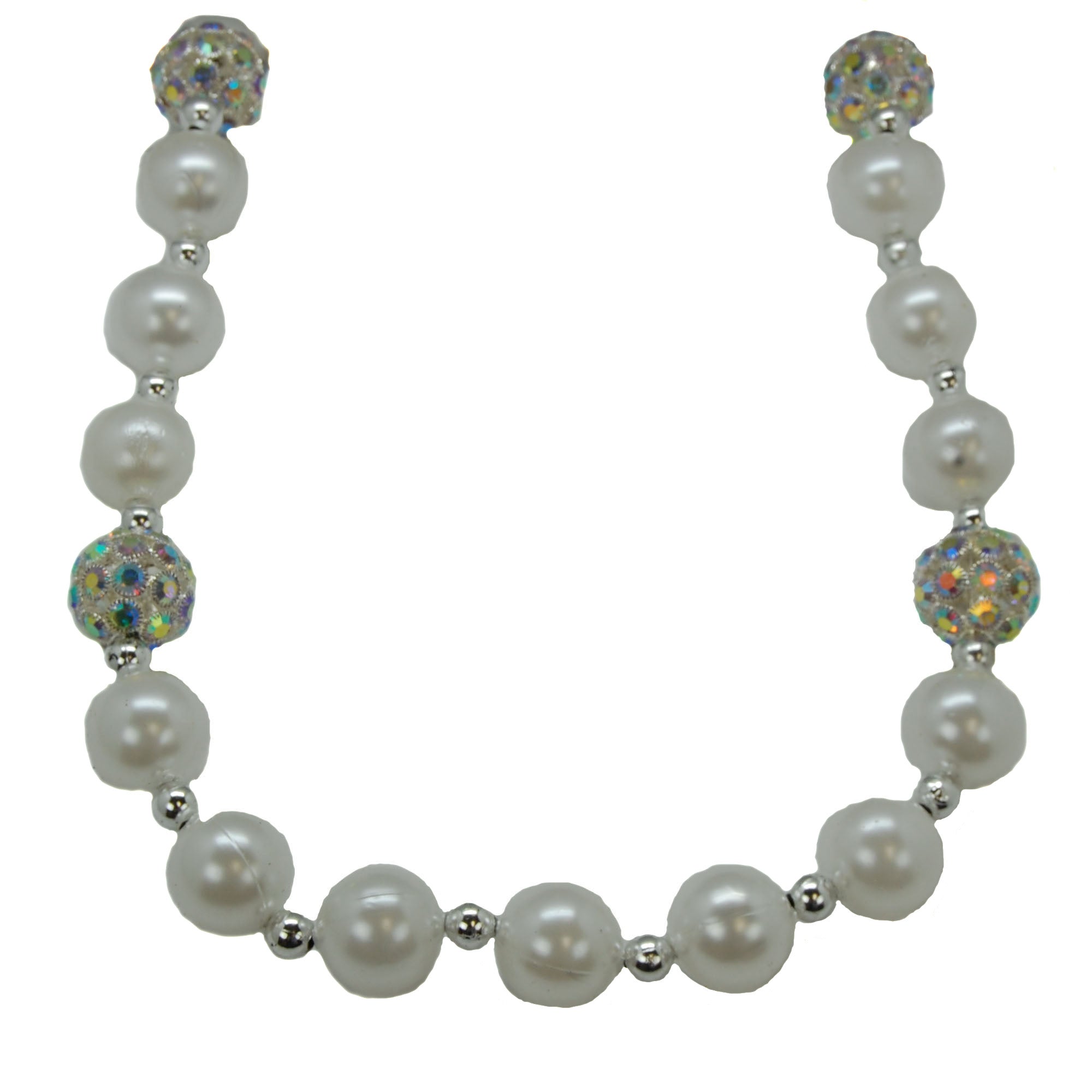 42' Pearl White Beads with Rhinestones