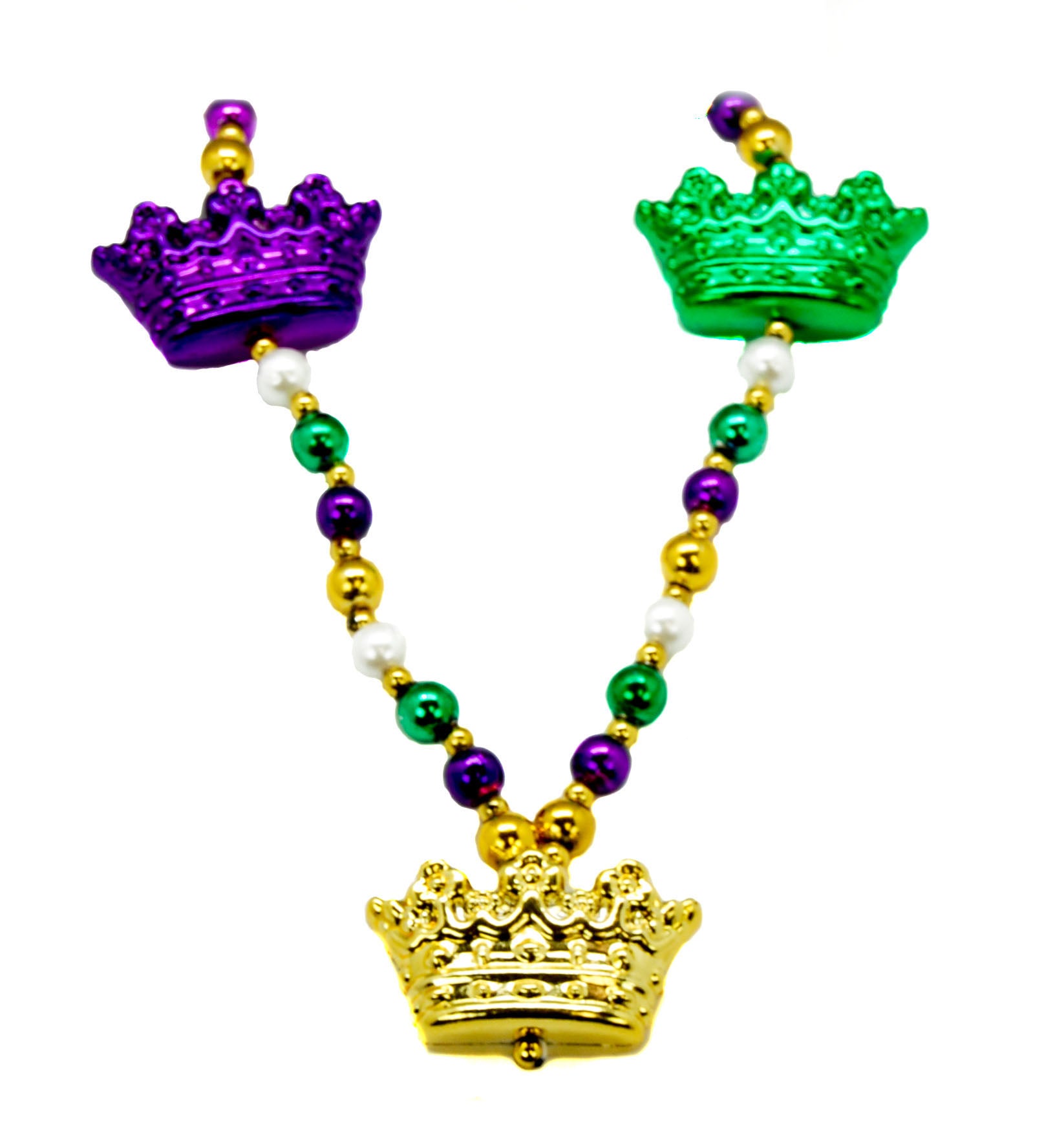 40" Purple Green and Gold Crown Necklace
