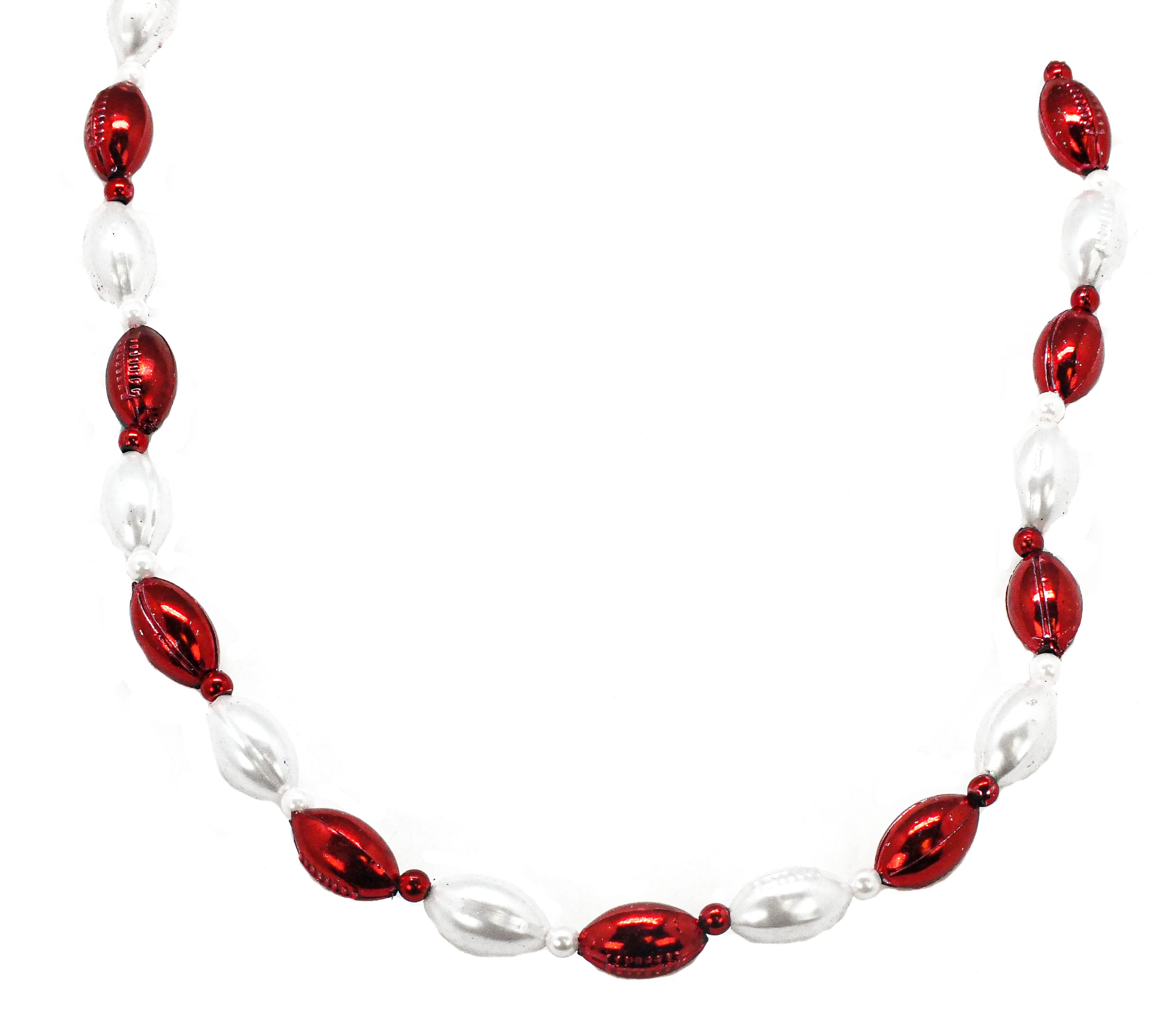 36" Red and White Football Beads