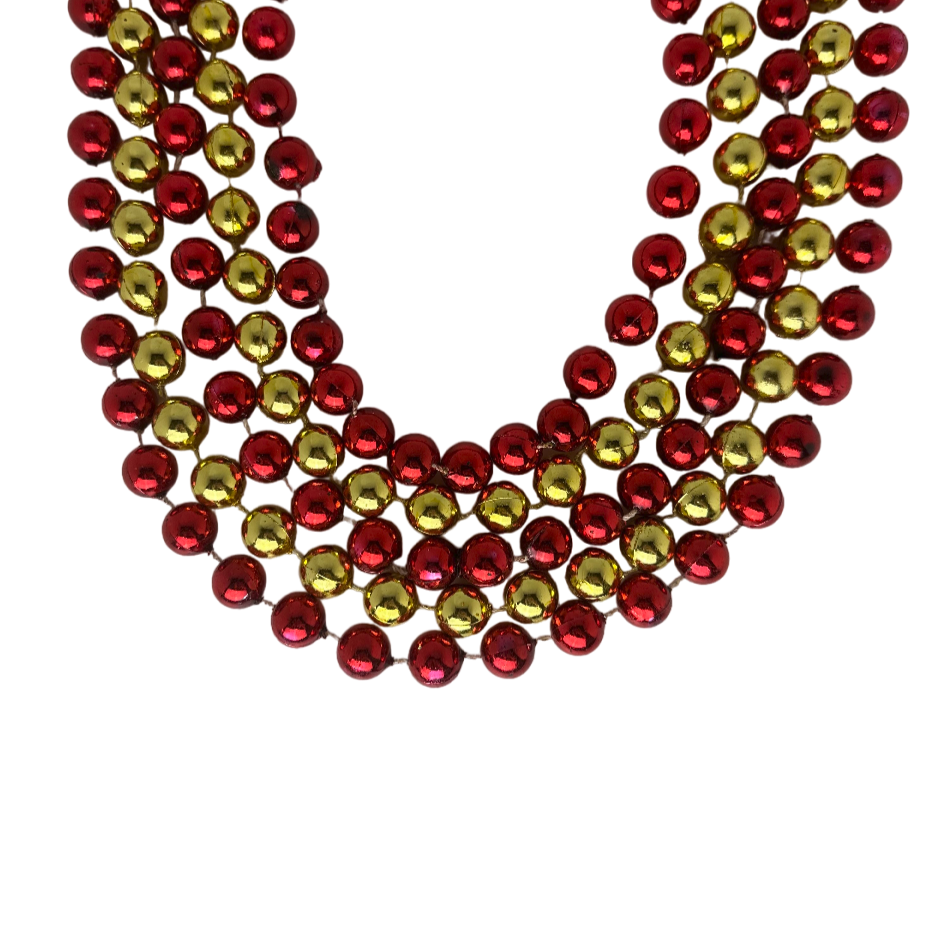 48" 16mm Red and Gold Round Beads