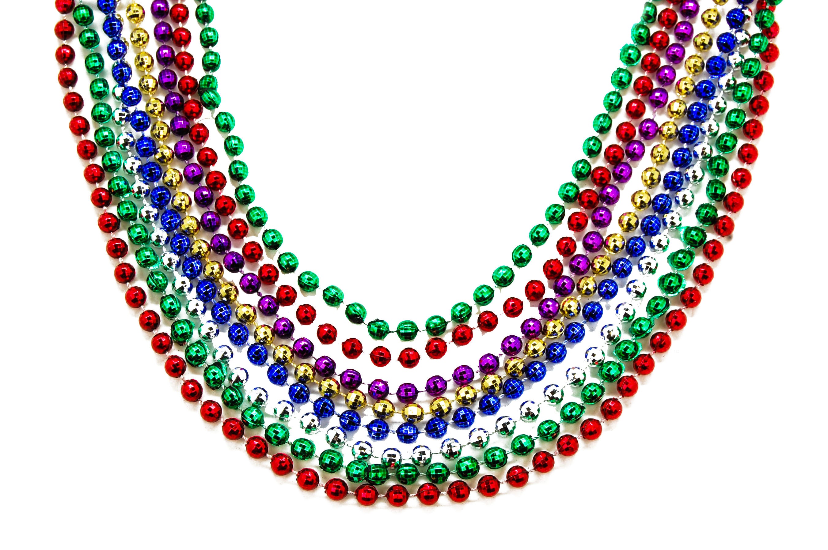 Bulk 144 Pc. Mini Transparent Mardi Gras Bead Necklaces | Halloween Express