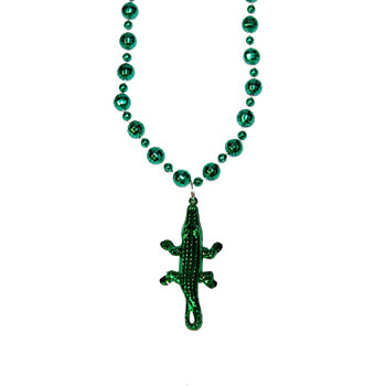 33" 10mm Green Beads with Alligator