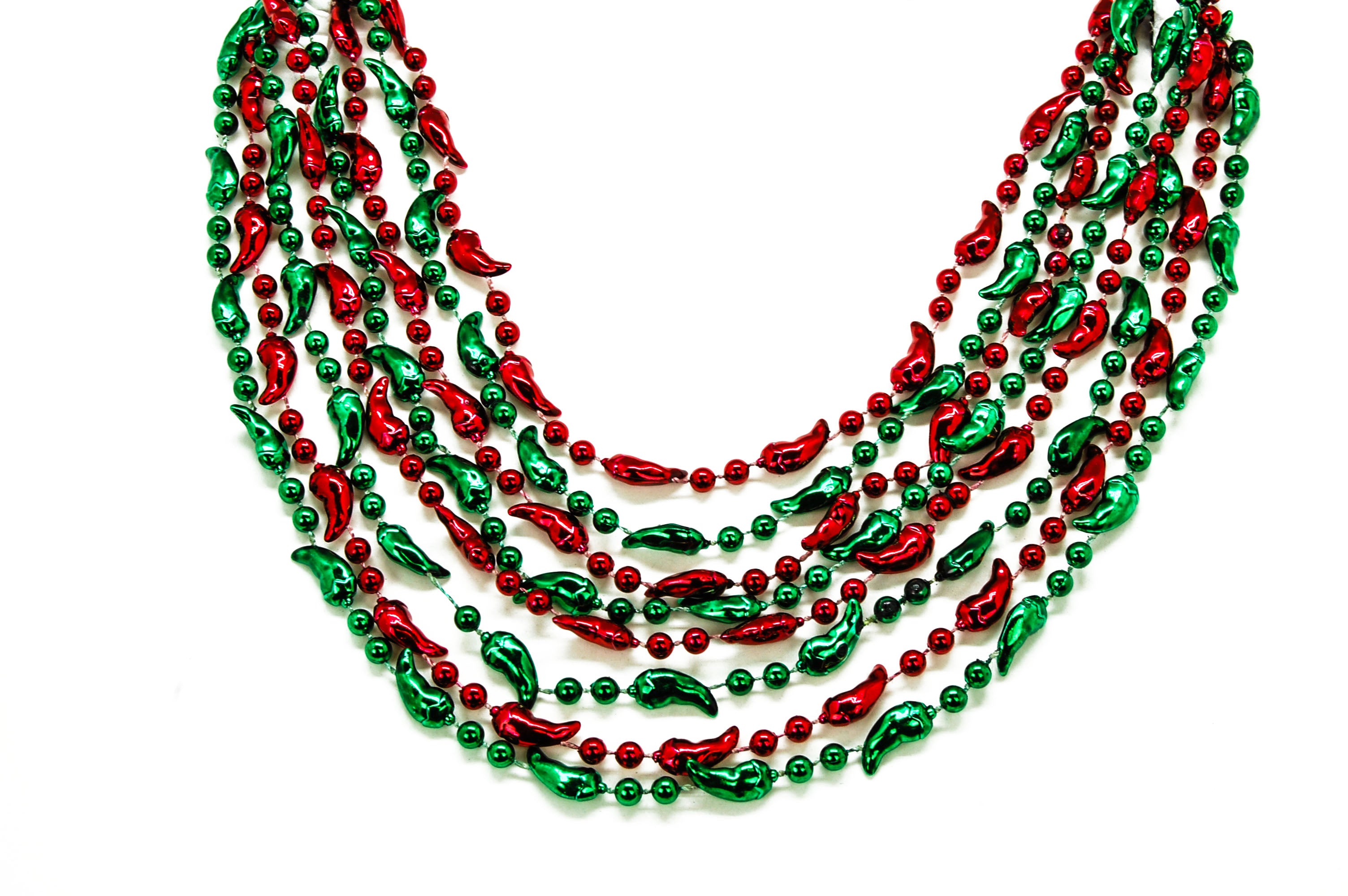 36" Red and Green Chili Pepper Beads