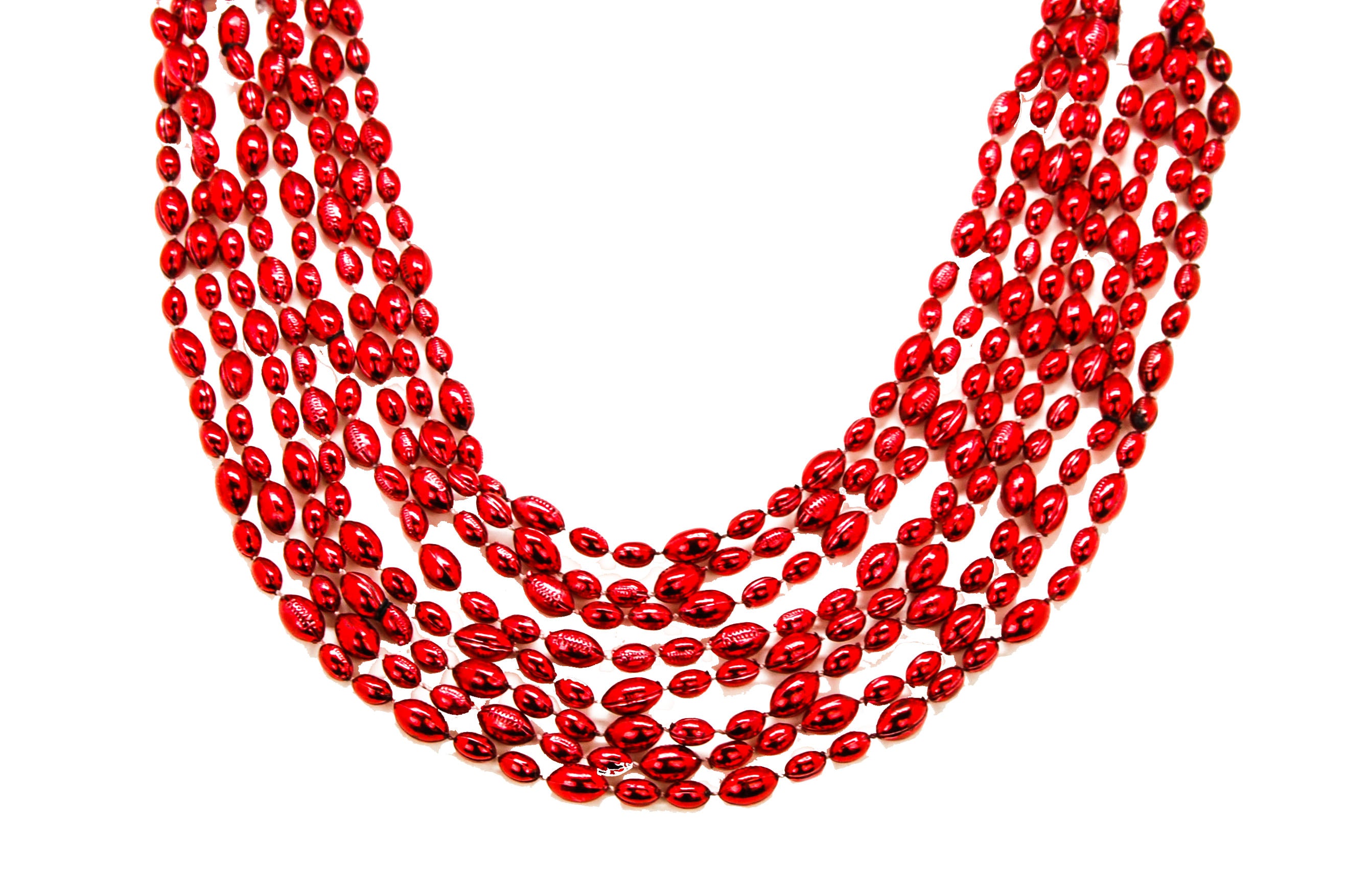 33" 7mm Red Football Beads