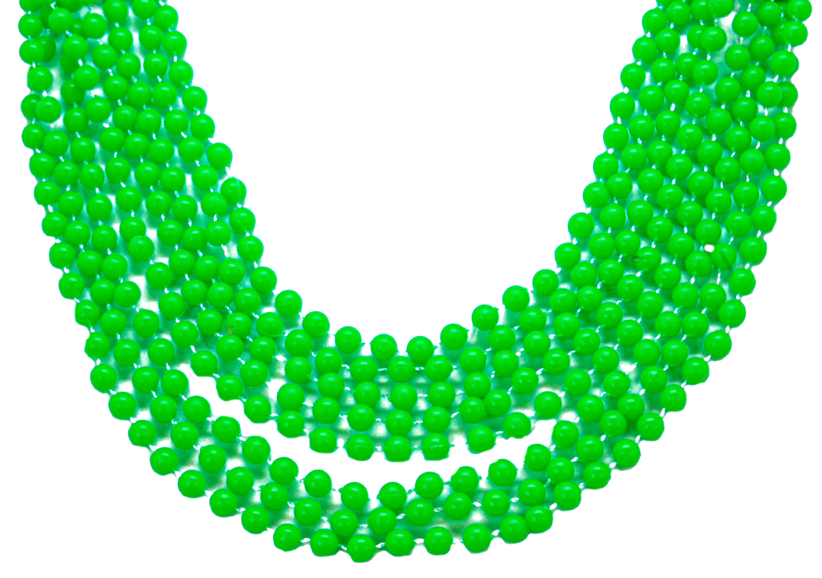 40" 8mm Flat Neon Green Round Beads