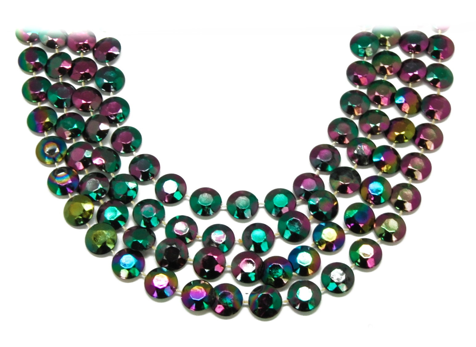 42" Flat and Faceted Black Iridescent Beads