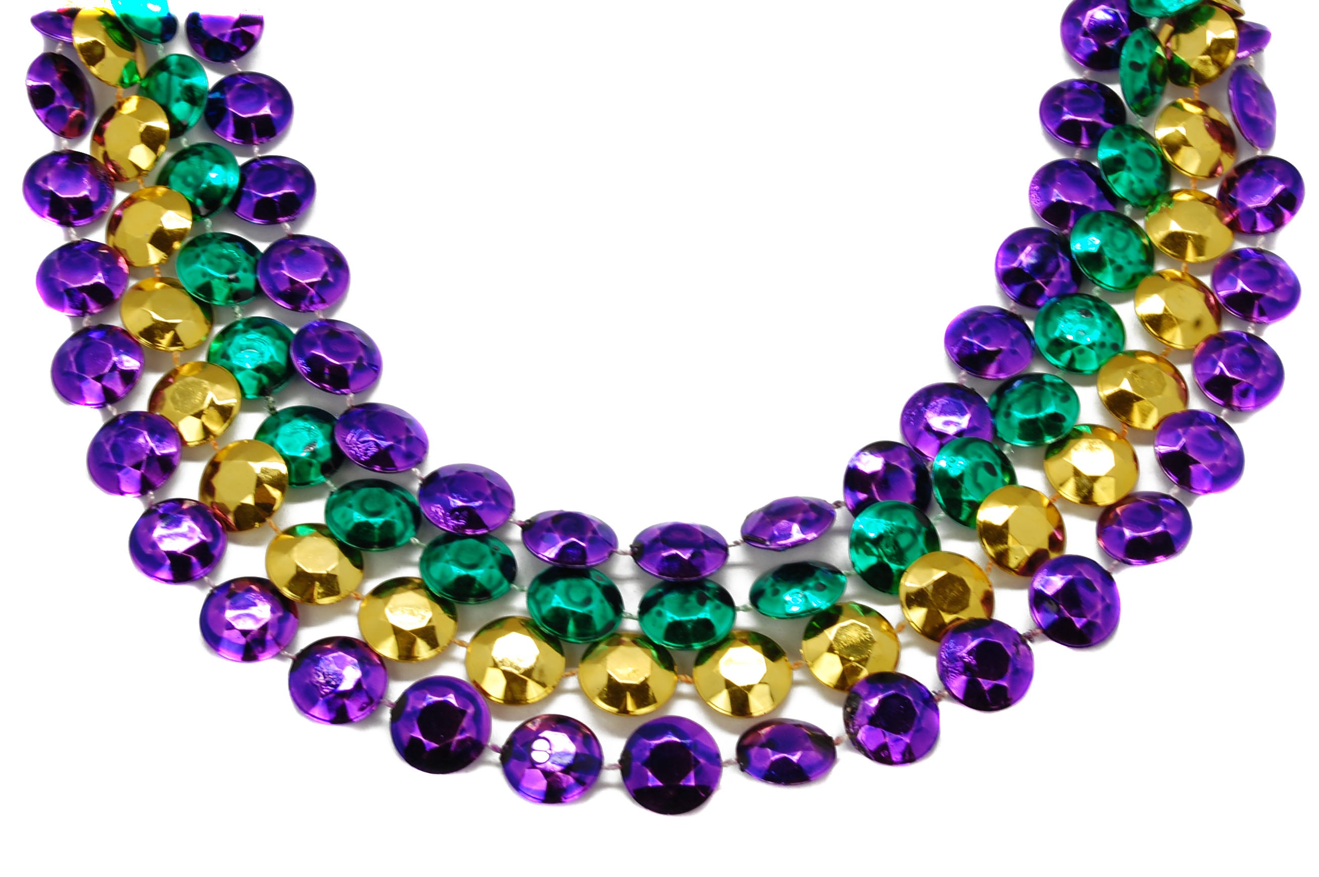 42" Flat and Faceted Purple, Green, and Gold Beads