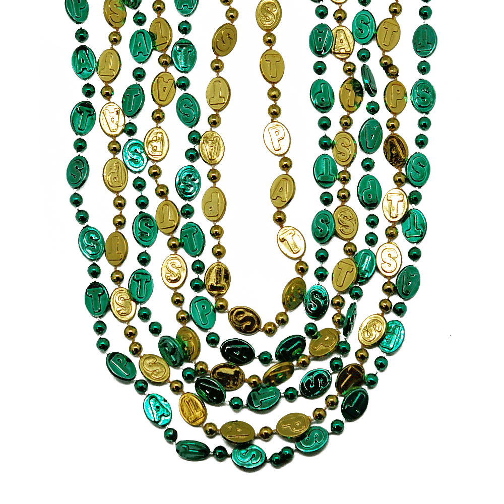 38" St. Pat's Beads Gold and Green
