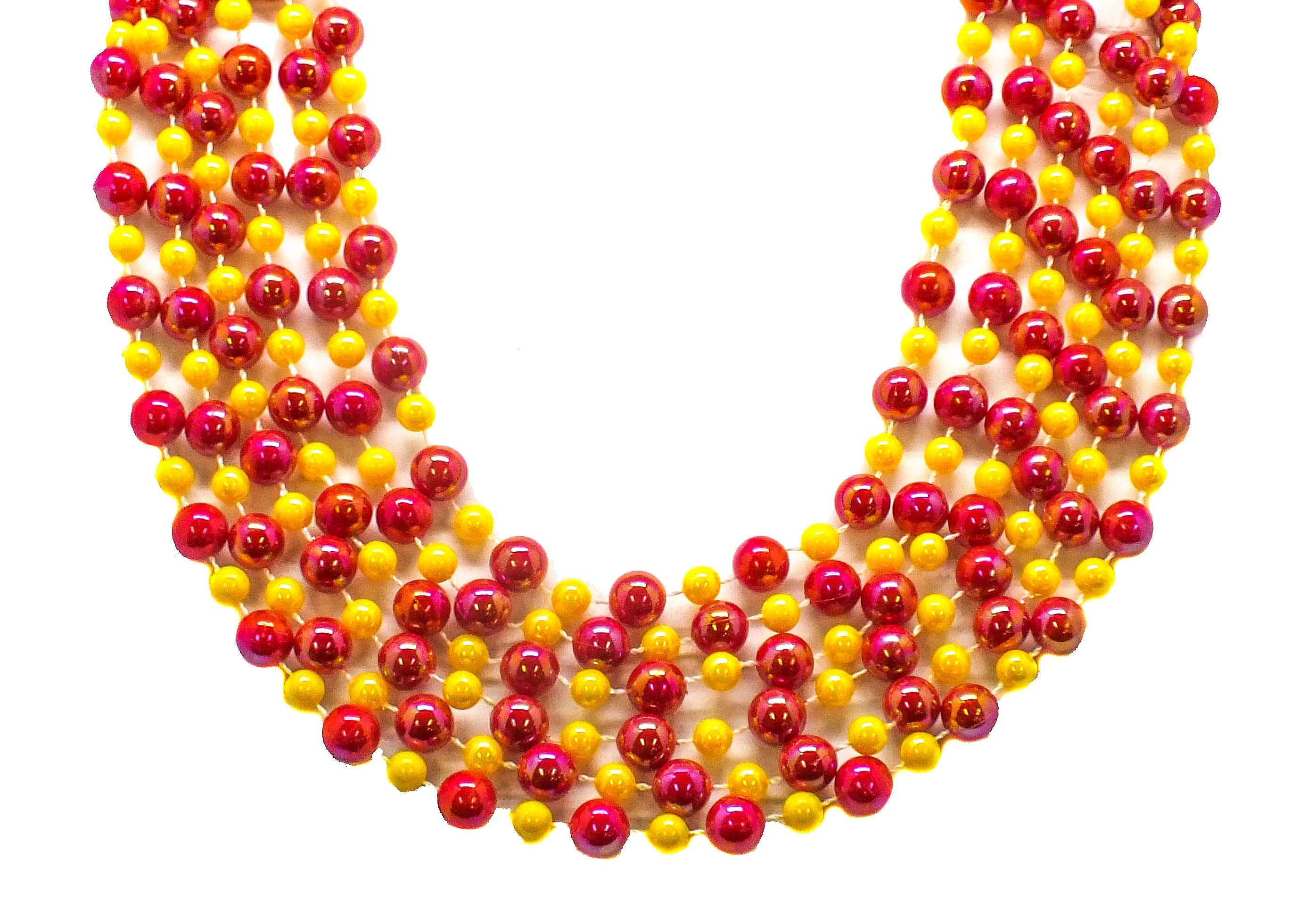 36" 12mm Round Two Tone Yellow and Red Beads