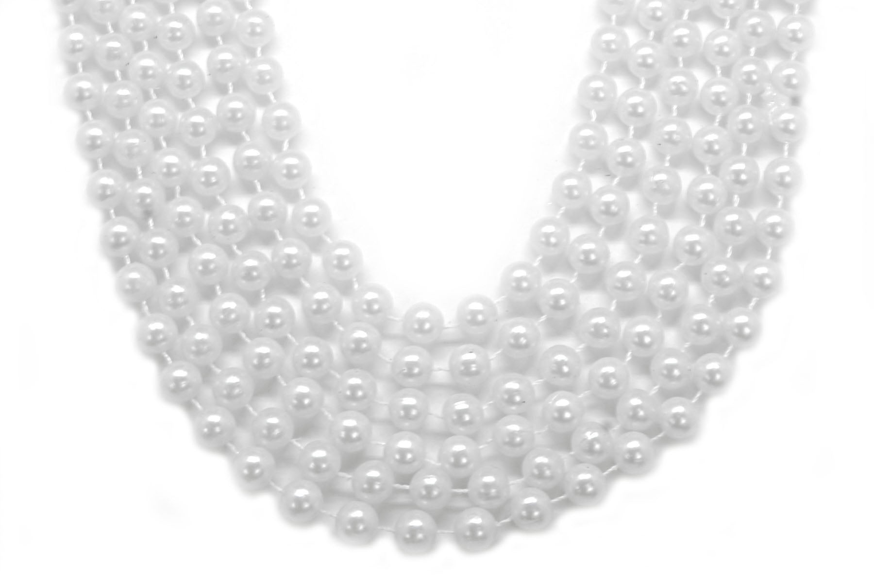 72" 12mm Round Beads White Pearl