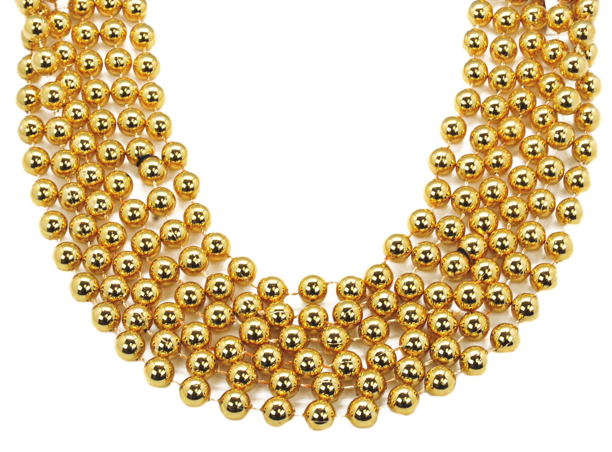 48" 12mm Round Beads Gold