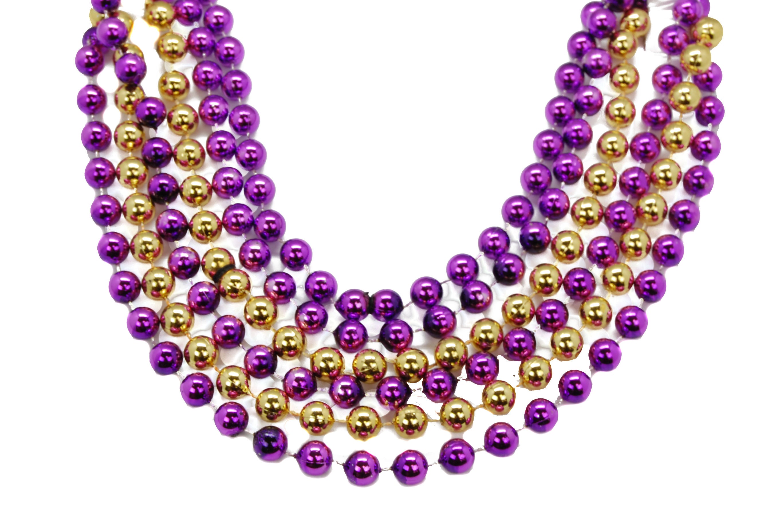 48" 12mm Round Beads Purple & Gold