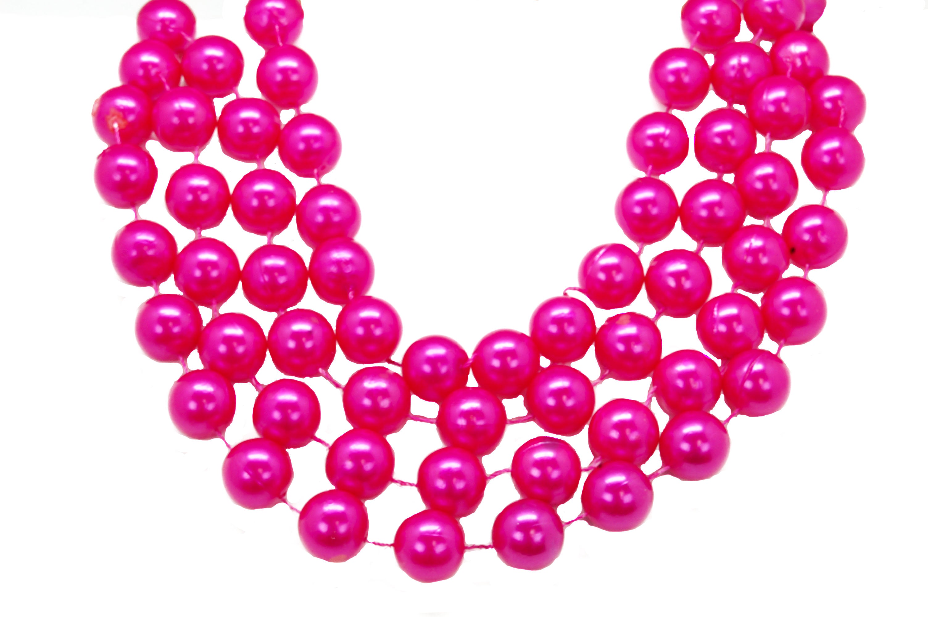 48 18mm Round Pearl Hot Pink Mardi Gras Beads