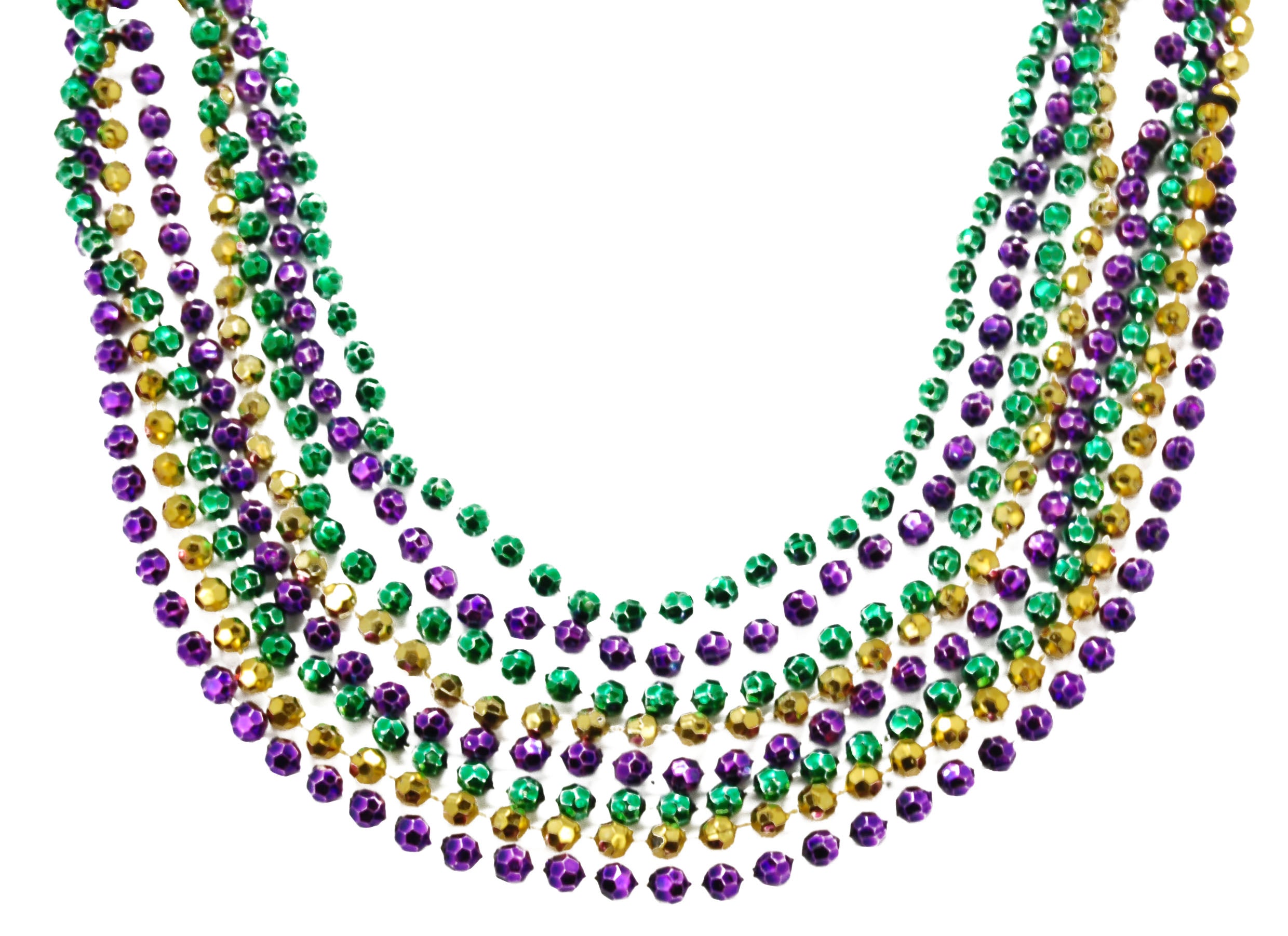 48" 7mm Faceted Beads Purple, Green, and Gold