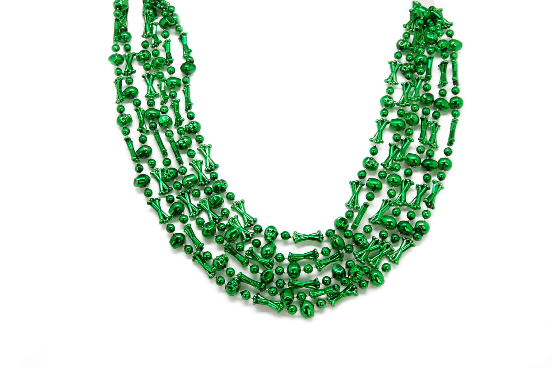 42" Green Skull Beads