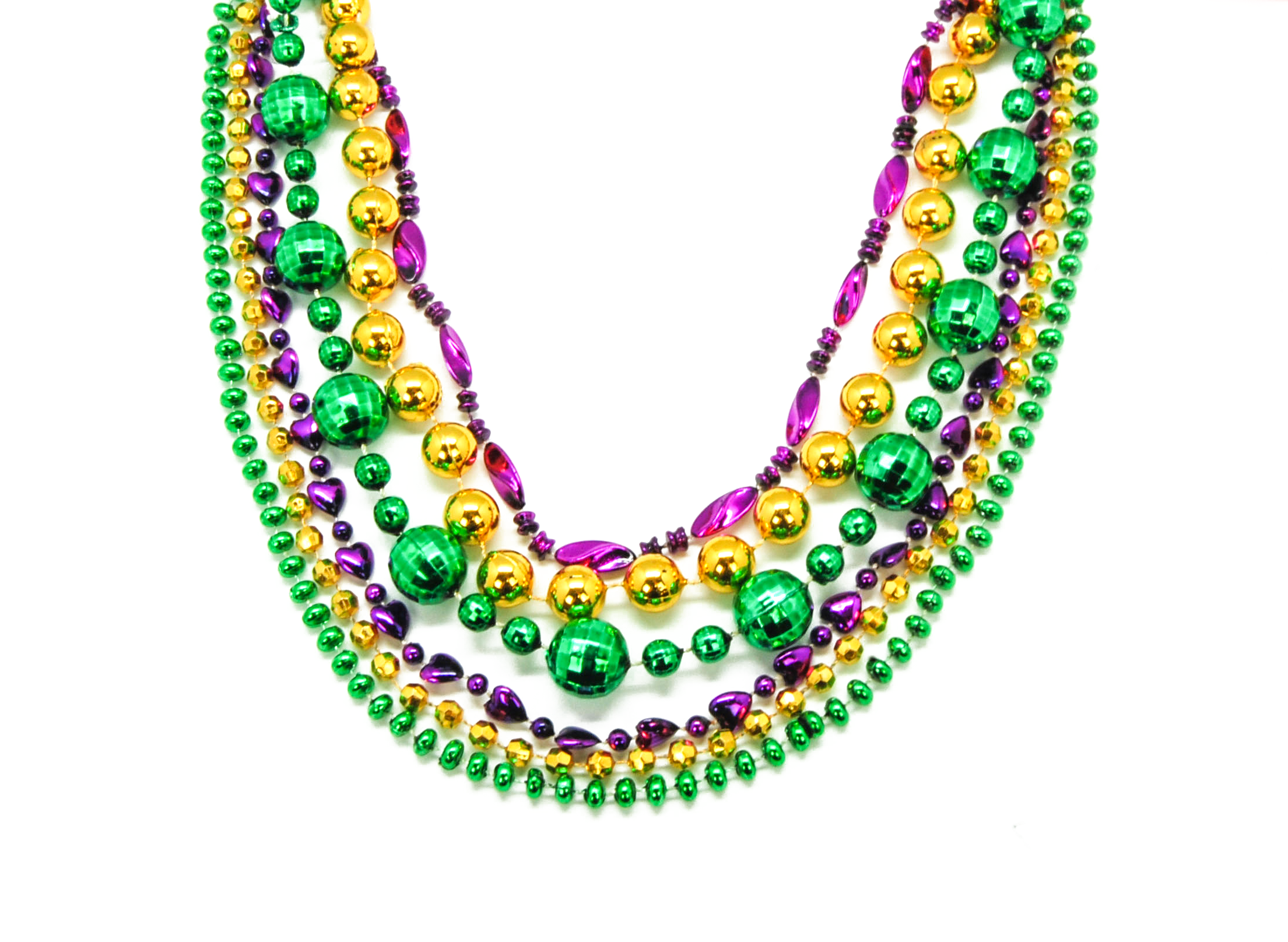 48" Mixed Beads Purple, Green, and Gold