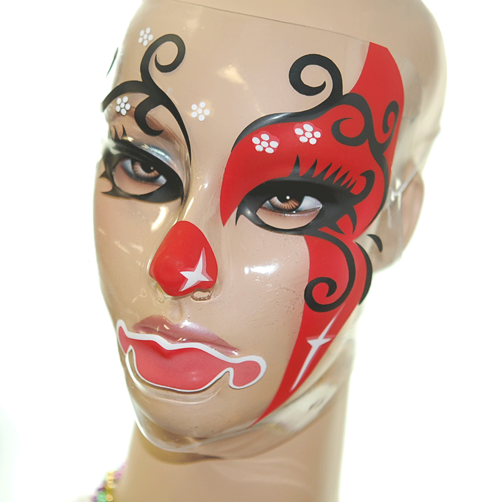 Clear Full-Face Mask with Red and Black Accents