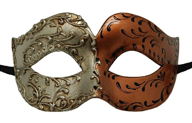 Orange and Bronze Two-Tone Venetian Mask
