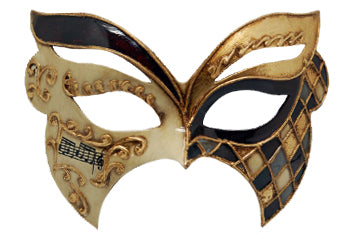 Cream and Dark Brown Venetian Butterfly Mask