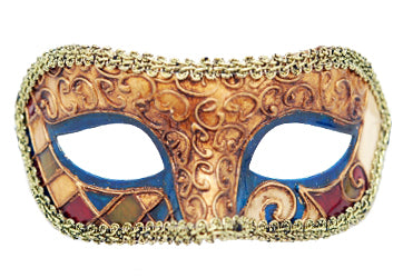 Gold and Blue Venetian Cateye Mask