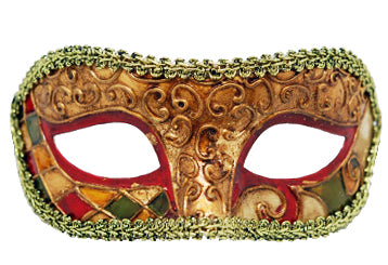 Gold and Red Venetian Cateye Mask