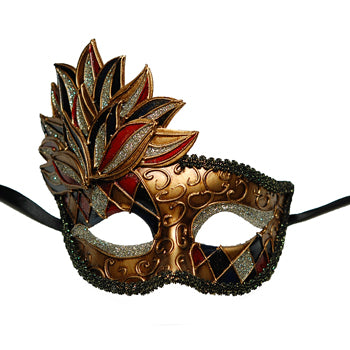Blue Venetian Mask with Leaves