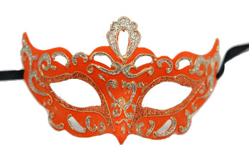 Orange and Silver Venetian Cateye Mask