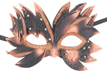 Black and Copper Flame Style Venetian Mask