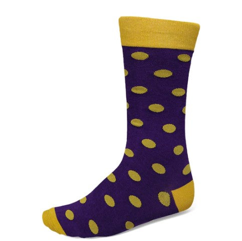 Purple and Gold Polka Dot Socks