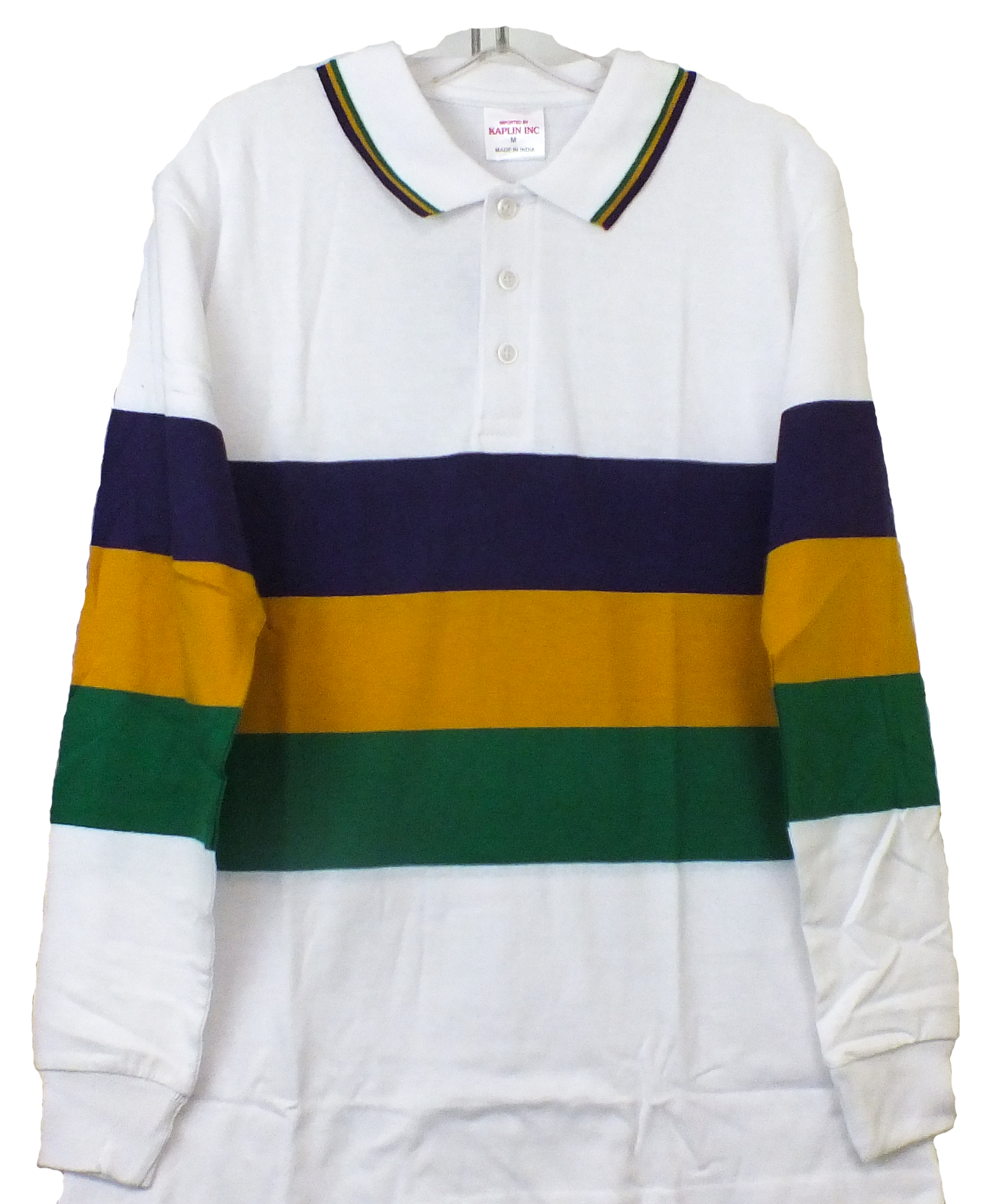 Long Sleeve White Mardi Gras Rugby Shirt